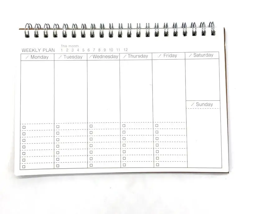 weekly plan 2 Записные книжки повесток планировщик дневник Еженедельный Органайзер, скрепленный спиралью либрета А5 записные книжки ежемесячный крафт-бумага расписание Filofax - Цвет: weekly plan 2