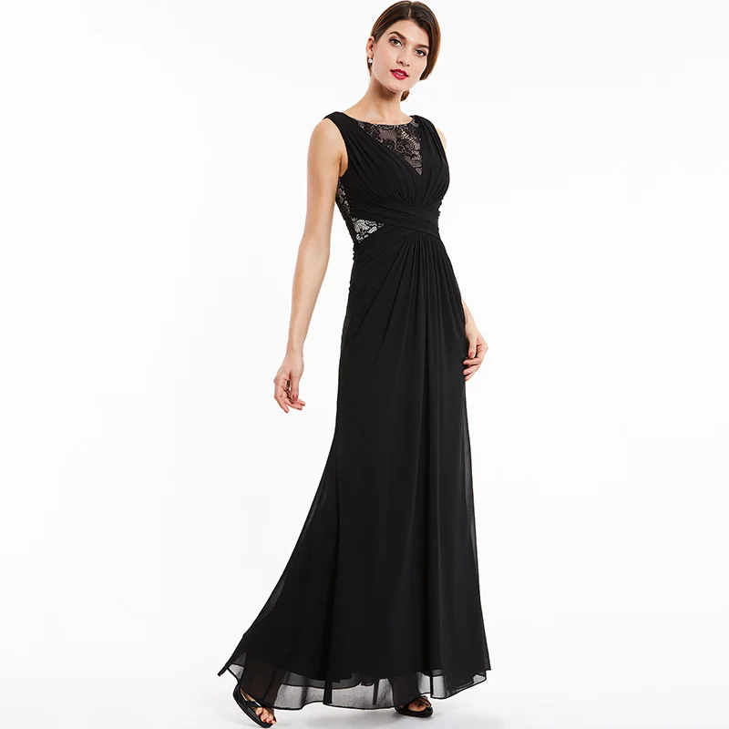 Женское шифоновое вечернее платье до пола без рукавов|evening dress black|evening dresslong evening |