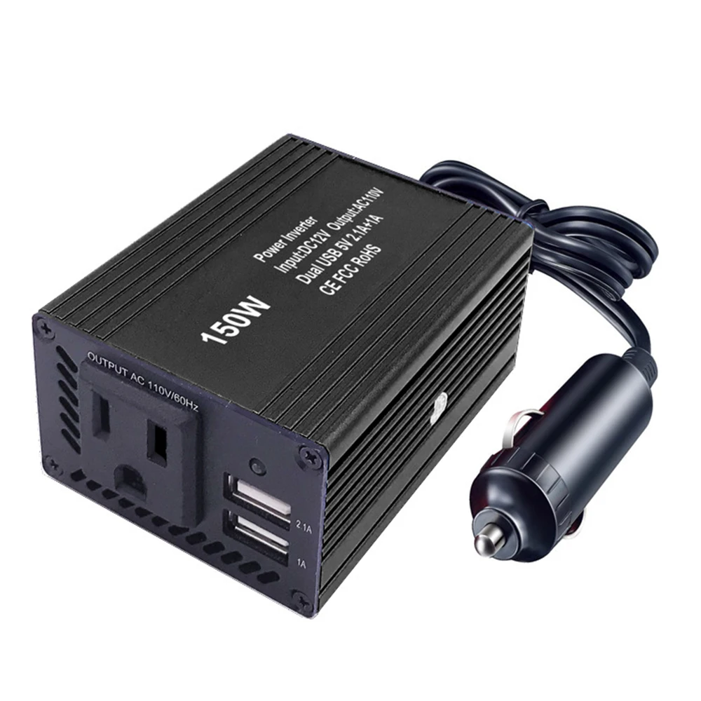 Автомобильный Инвертор 150 Вт двойной USB выходной интерфейс Dc12V к Ac110V инвертор пиковая мощность 300 Вт преобразователь напряжения