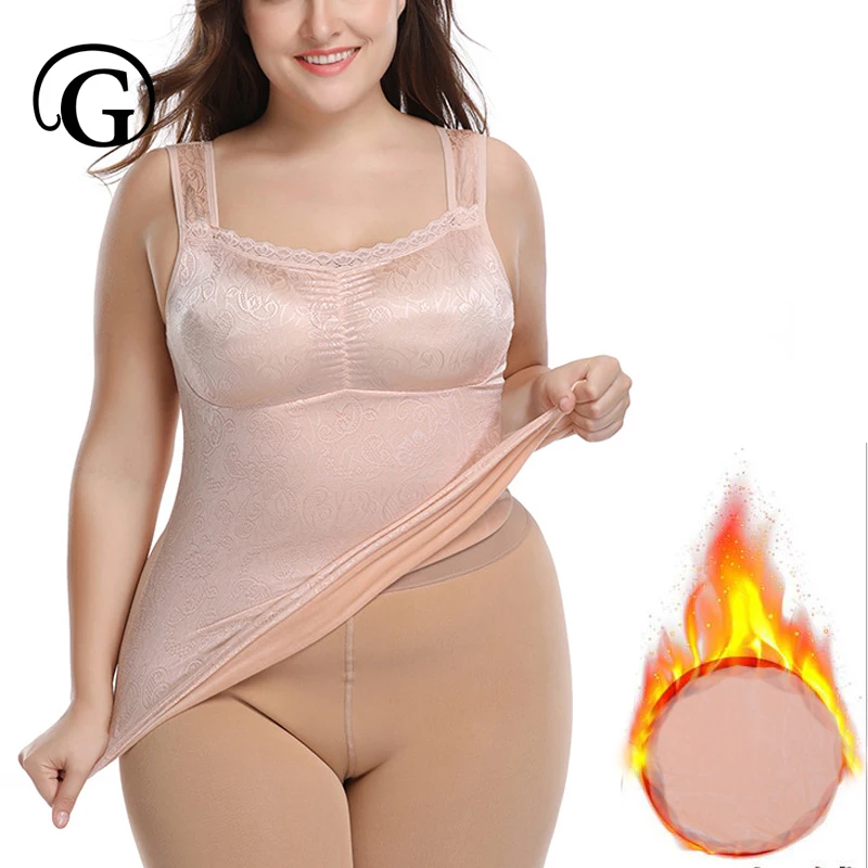 6XL женское термобелье зимний жилет толстые Топы Теплый утягивающий