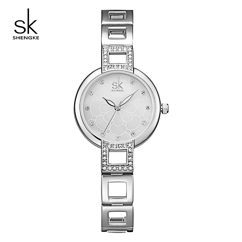 Silver Shengke женские кварцевые часы бренд класса люкс браслет из нержавеющей стали часы женские наручные часы Reloj Mujer женский подарок# K0019 - Цвет: Silver