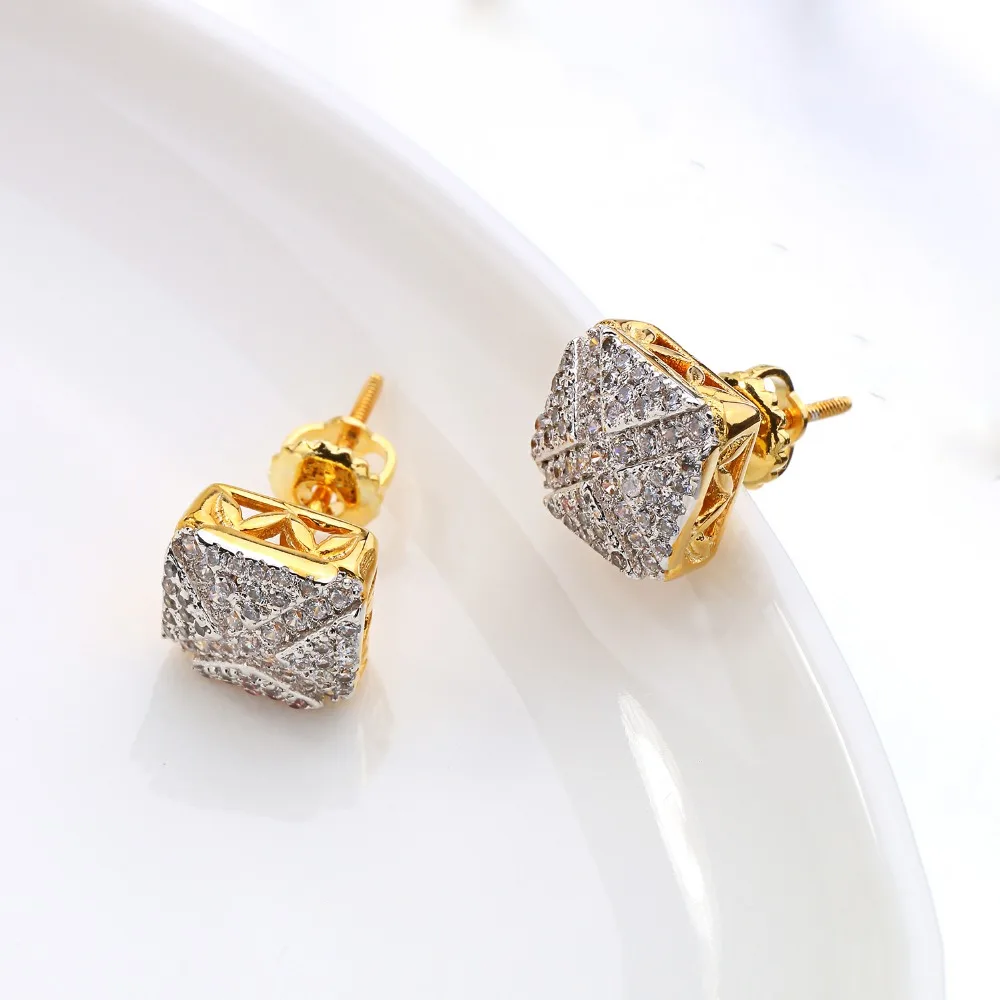 Женские и мужские серьги гвоздики с квадратным крестом фианитом|cute jewelry|screw backstud