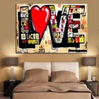 Плакат HD с принтом уличное искусство граффити 3D Красная любовь Современная Абстрактная живопись холст настенные картины для гостиной Куадрос Декор