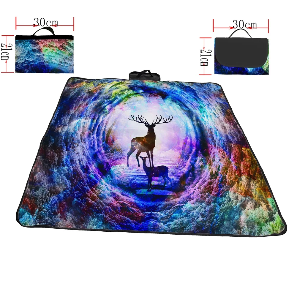 Дерево отверстие олень Портативный Пикник коврик для улицы кемпинга кровать Нескользящие пляжные одеяло