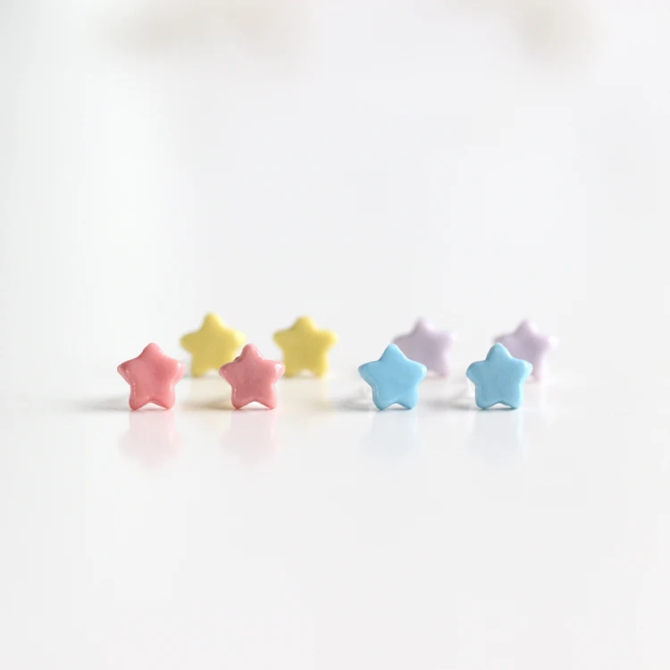 Женские Новые Креативные красочные серьги гвоздики из керамики с рисунком