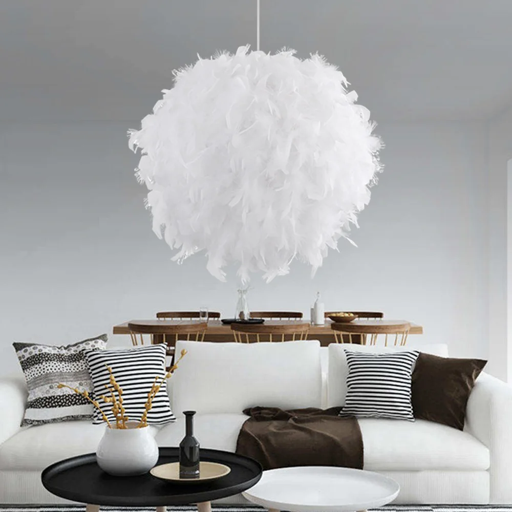 

Personality fashion simple white pink feather ball lighting Pendant Lights children bedroom decoration lamp WF6061119