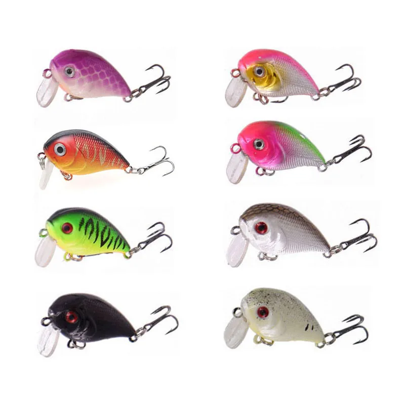 

8Pcs Low Fat Small Mini Crank Swing Bait 5cm 8g Fishing Lure Kit Artificial Wobblers Fishing Hook