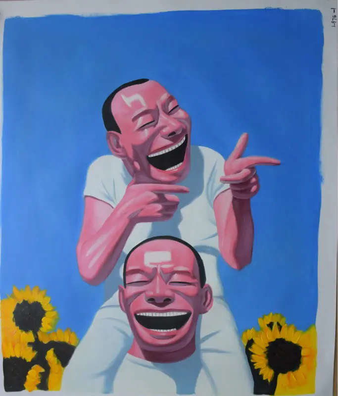 

Hand Made Oil Painting on Canvas Modern Home Decor Wall Art Picture Painting for Living room Yue minjun Funny Seaman 20x24Inch
