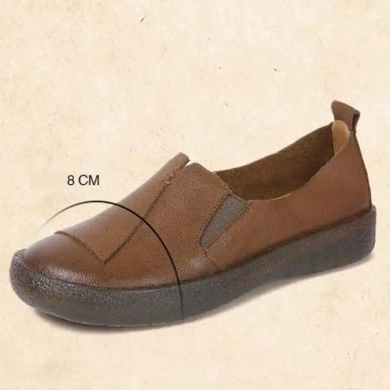 

Johnature 2021 New Spring/autumn Handmade Genuine Leather Retro Round Toe Platform Loafers Solid Comfortable Women Flat Shoes
