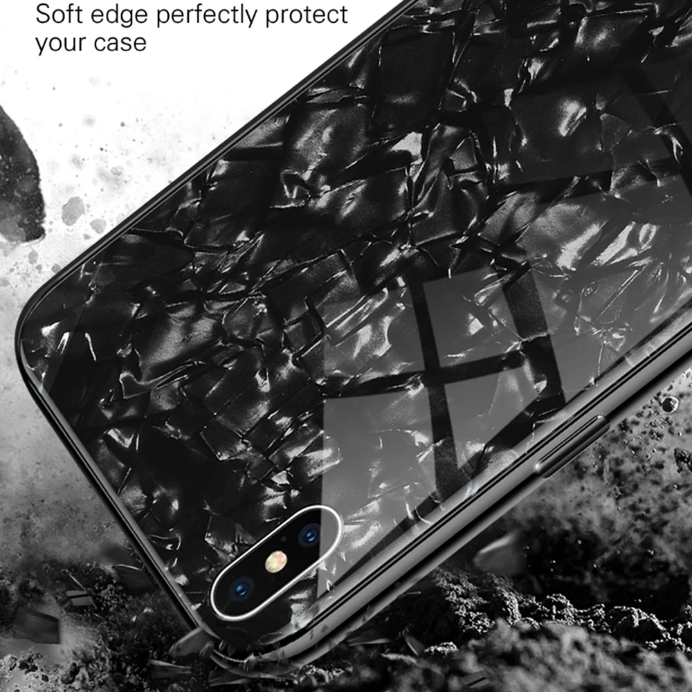 Роскошные шаблоном закаленное Стекло чехол для iPhone X 8 7 6s 6 плюс мягкая TPU случаи