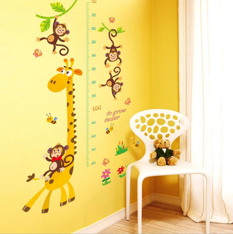 60*90 см DIY Обезьяна Жираф ребенок Ростомер детский сад мультяшное украшение для