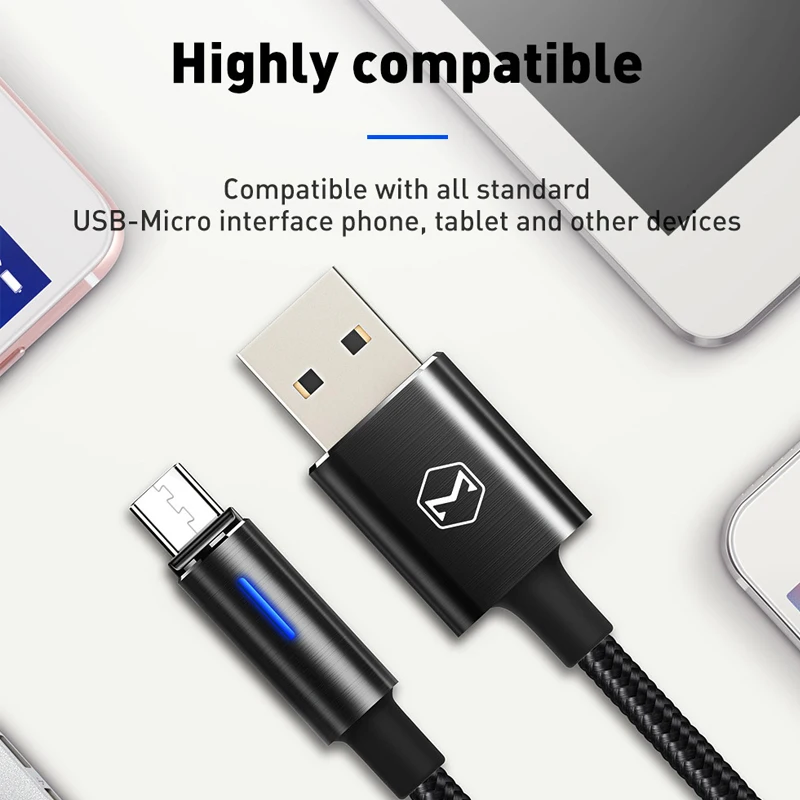 Mcdodo Micro USB кабель 2A для samsung Galaxy S7 Xiaomi huawei QC 3,0 Быстрая зарядка автоматическое отключение Зарядное устройство USB кабель для передачи данных