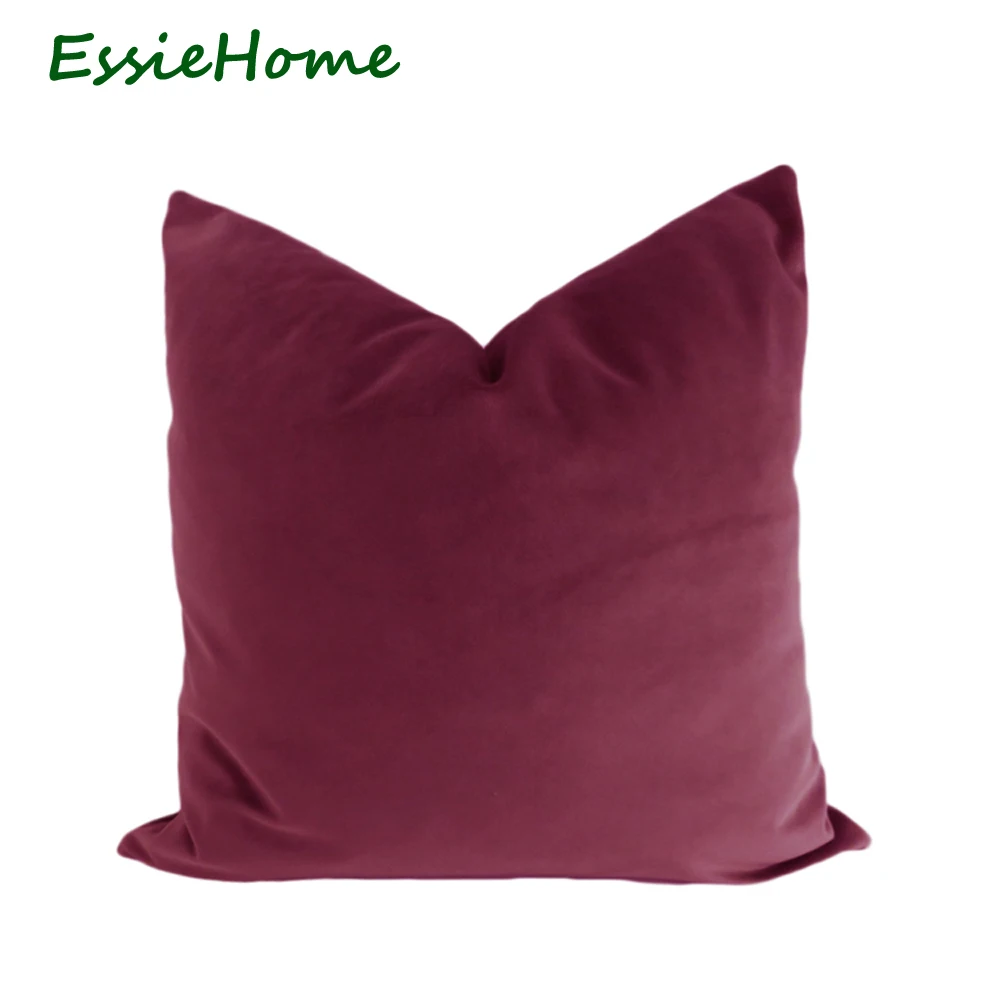 ESSIE домашние роскошные хлопковые матовые винно красные бархатные наволочки для