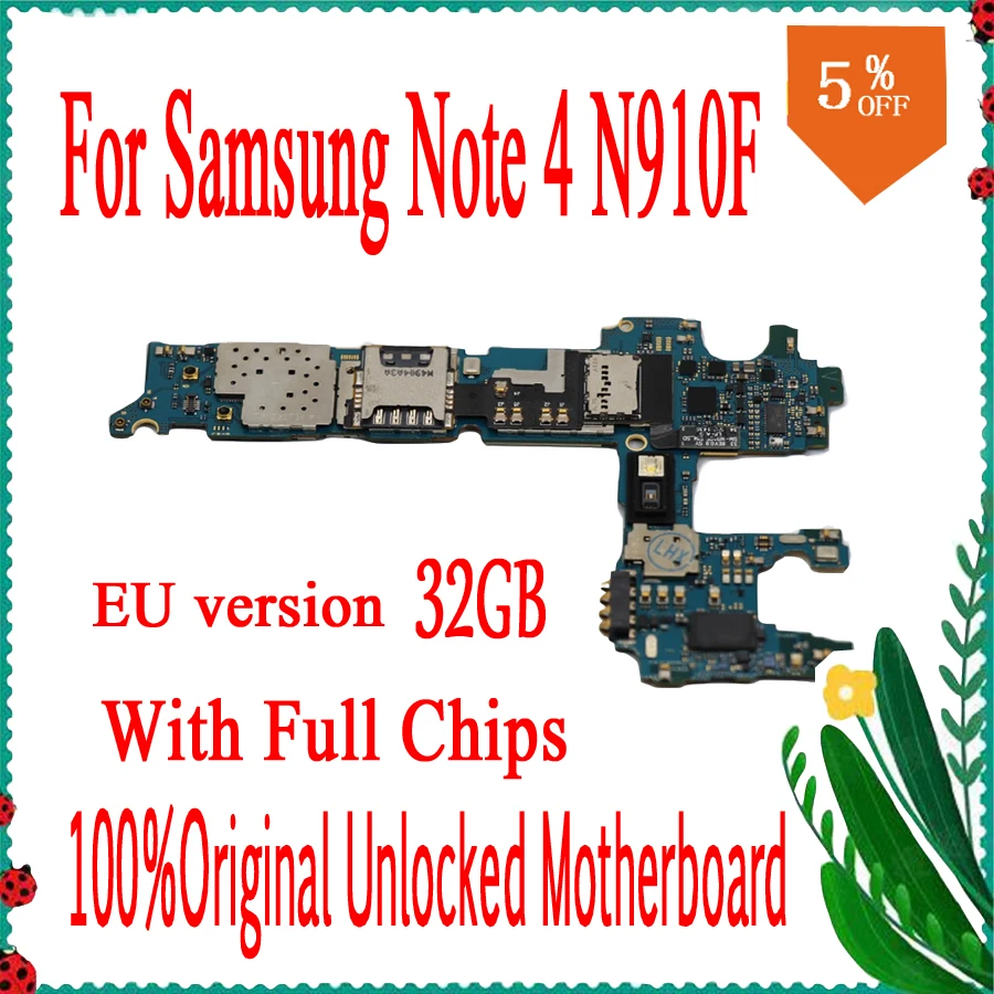 Материнская плата 32 ГБ для Galaxy Note 4 N910F оригинальная разблокированная материнская
