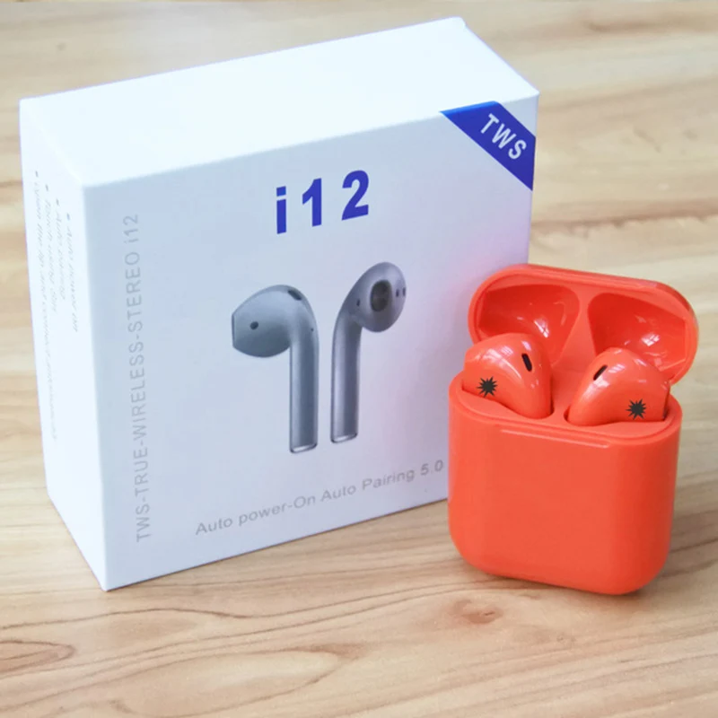 I12 TWS Bluetooth 5,0 наушники 1:1 двойные звонки умные сенсорные наушники для iPhone huawei Xiaomi PK I20 I30 I10 наушники - Цвет: Red