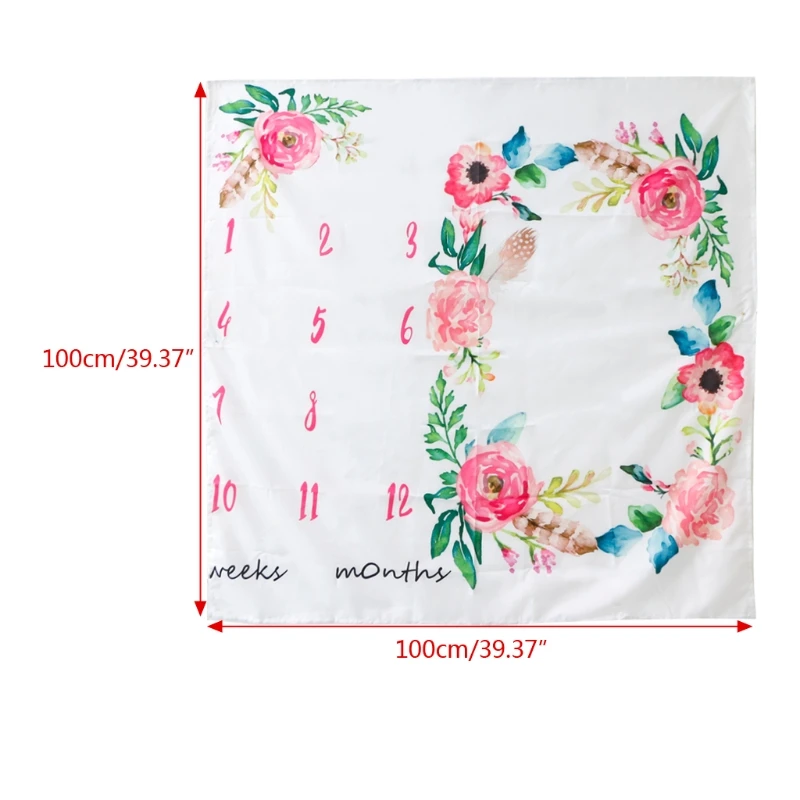 

Newborn Baby Watercolor Floral Photography Background Cloth Milestone Blanket