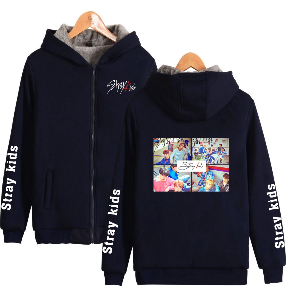 

Толстовка stray kids с капюшоном на молнии, теплая парка в стиле K-POP, новая уличная одежда в Корейском стиле для мужчин и женщин, толстовки на молн...
