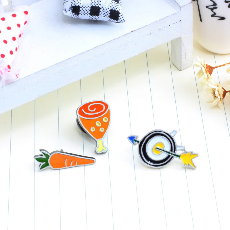 Reliatonny мультяшная брошь стрелка собака морковка пицца Ананас Цветок Фрукты