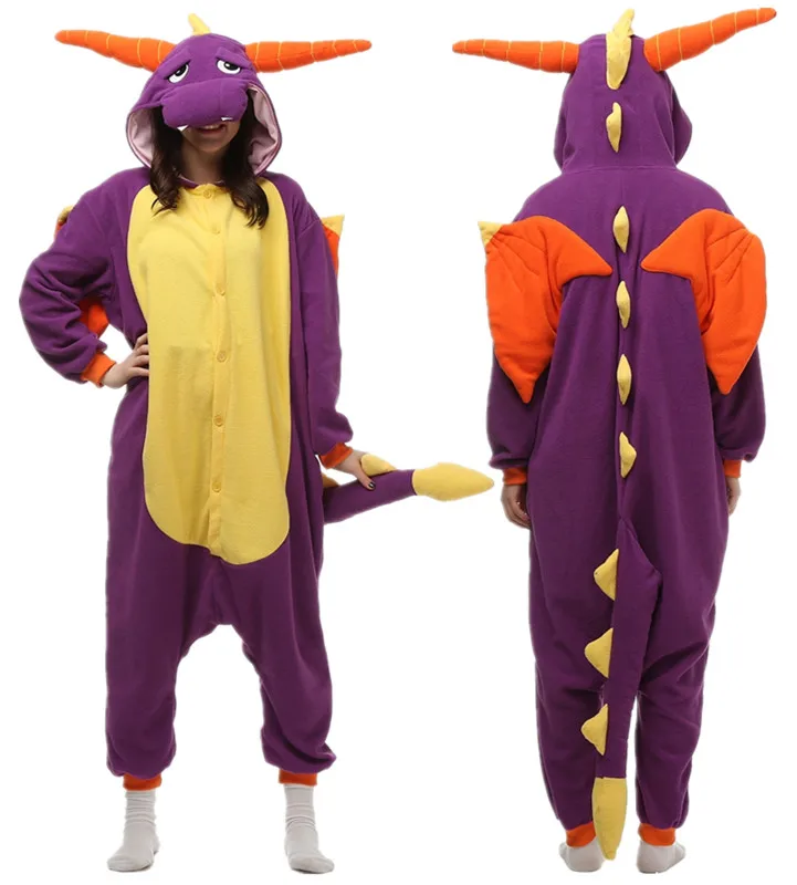 Новый Spyro комбинезон с драконом пижамы Аниме Косплей Костюм-Пижама толстовки для