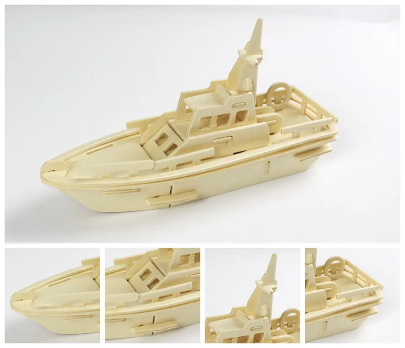 Patrol boat Классические 3D DIY деревянные пазлы животное Вертолет Модель Сборка Строительство деревянные игрушки для детей образовательная декорационная игрушка - Цвет: Patrol boat