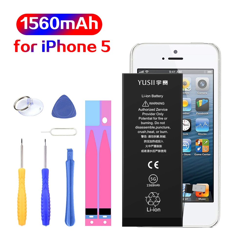 Оригинальный аккумулятор для iPhone 5 1560 мА/ч Сменный телефона Apple большой