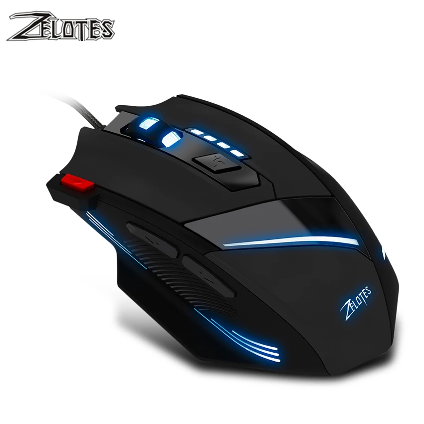Zelotes T60 Проводная Мышь 7 Кнопка Светодиодный оптическая USB компьютера 3200 Точек на