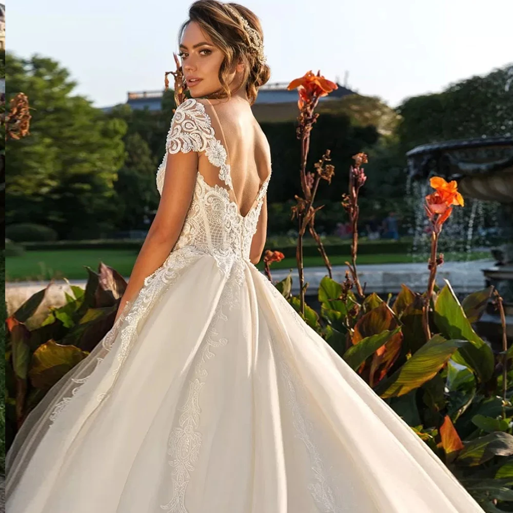 Vestido De Casamento Short Sleeve Appliques Ball Gown Wedding Dresses Elegant With Petticoat Abito Da Sposa Alibaba China | Свадьбы и
