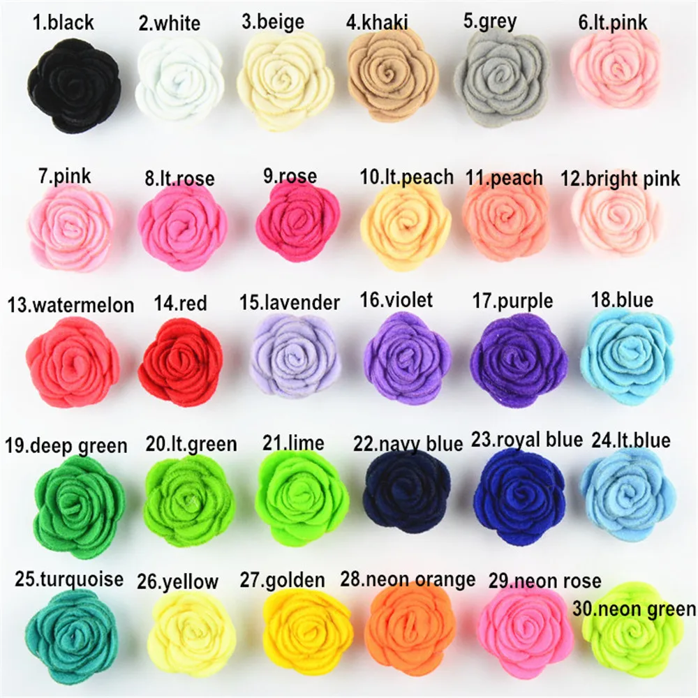 

Newest 4cm rose flower with 4.5cm clips ,chiffon fabric flower hair decoration 30 colors in stock