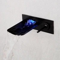 led waterfall basin faucet single handle black oil bathroom mixer tap hot and cold sink faucet basin crane in wall wash faucet
