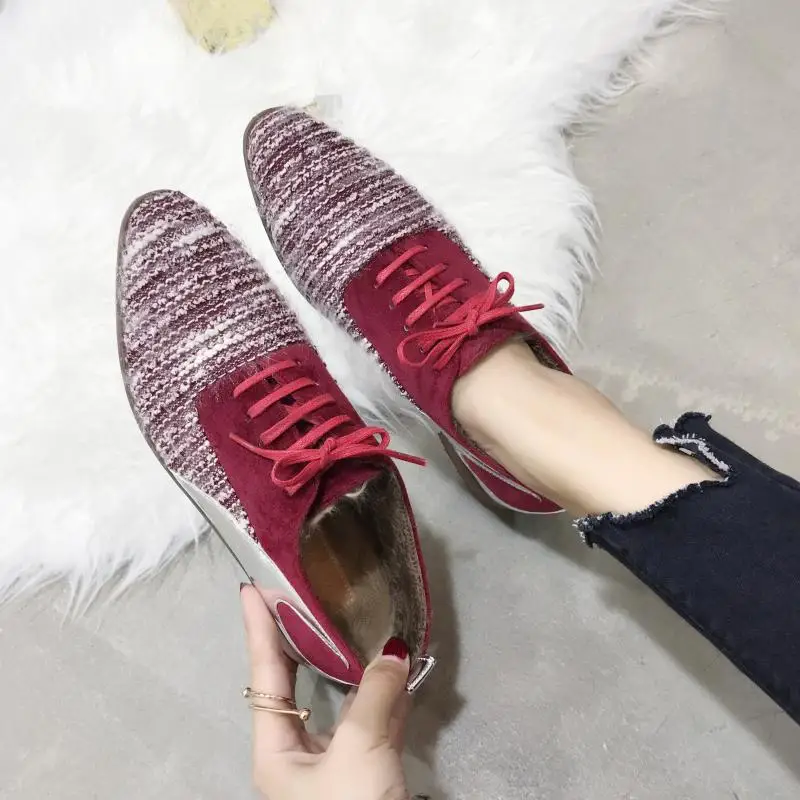 Modis/женские низкие ботинки из плюша и шерсти на меху плоской подошве с ремешками