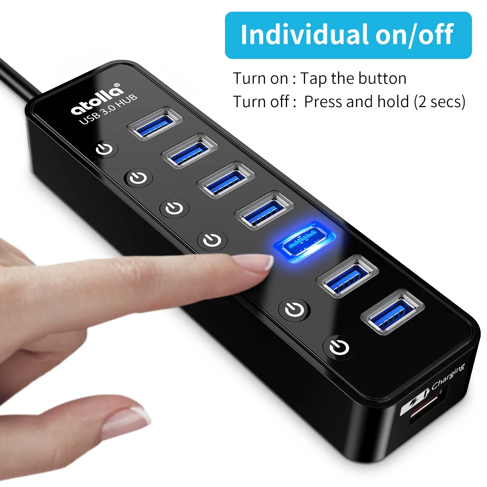 Atolla USB 3 0 концентратор 7 портов сплиттер с переключателями + 1 умный зарядный порт