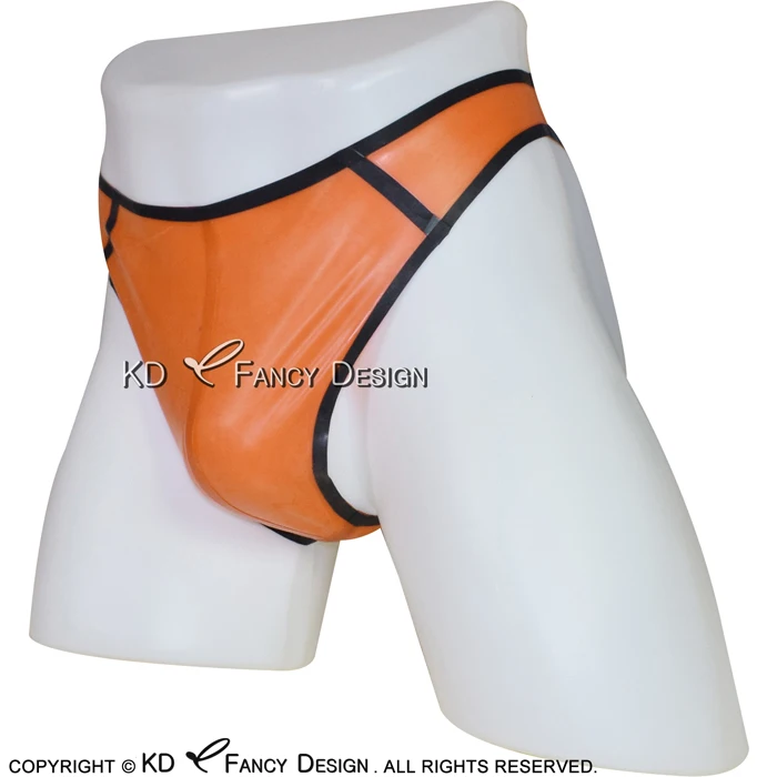 black with orange Прозрачные черные с черными сексуальные atex трусы с мешочком Резиновые под брюки нижнее белье штаны трусы DK-0114 - Цвет: black with orange
