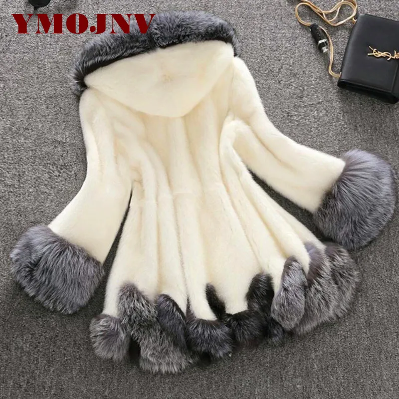 Женская шуба из искусственного меха норки роскошная длинная в европейском стиле