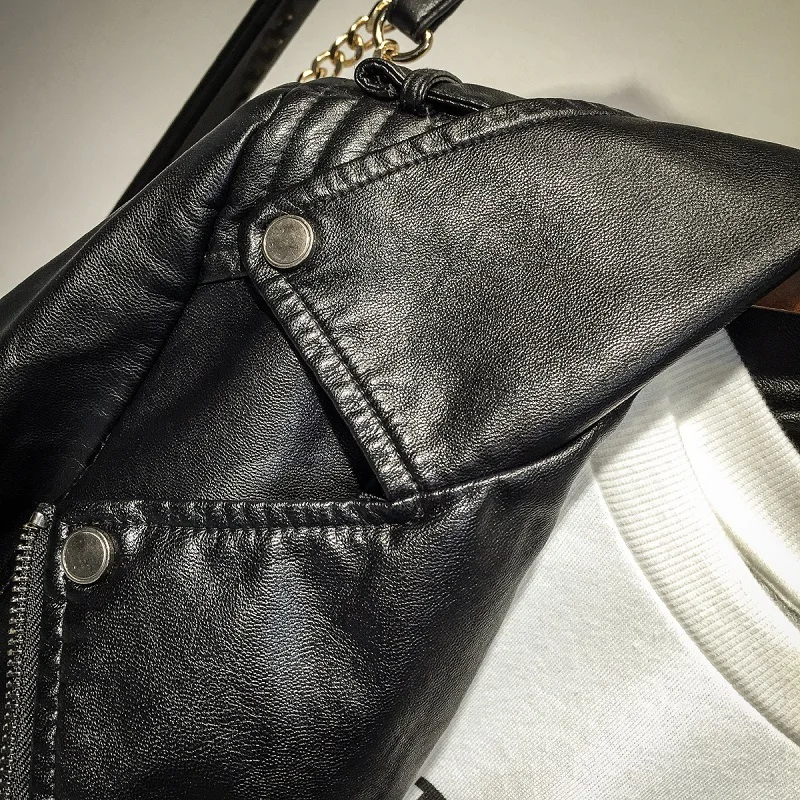 Temofon куртка-бомбер Для женщин кожаная куртка осень Veste Femme молния мотоциклетные