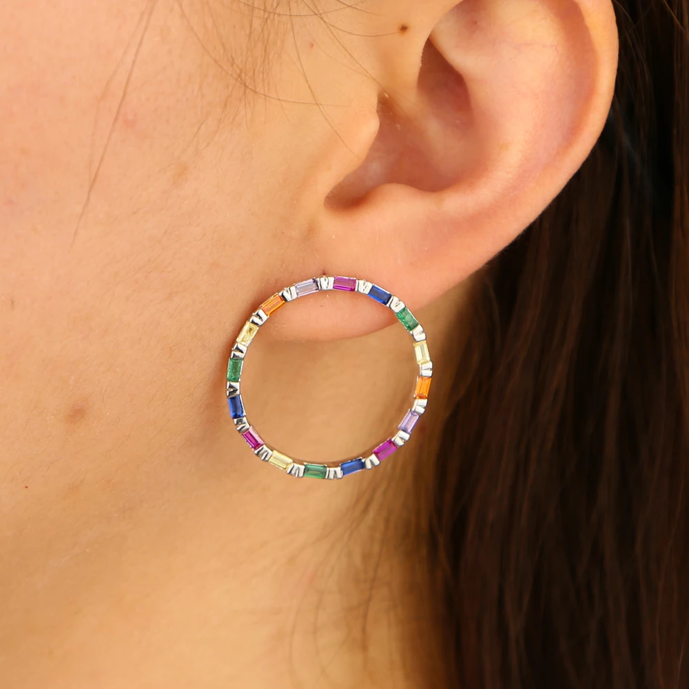 Женские прямоугольные серьги гвоздики золотистые геометрические с инкрустацией