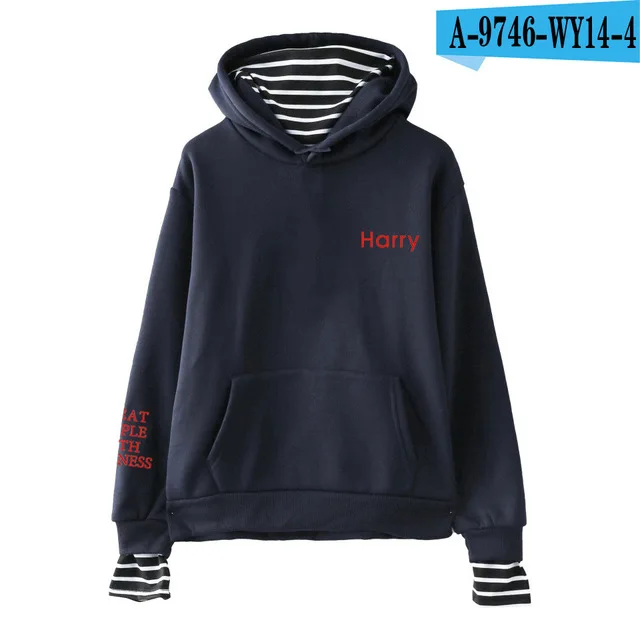 navy blue Стиль Гарри поддельные две части балахон для мужчин/женщин лечения людей с добротой толстовки Толстовка принт забавные буквы Harajuku куртка - Цвет: navy blue