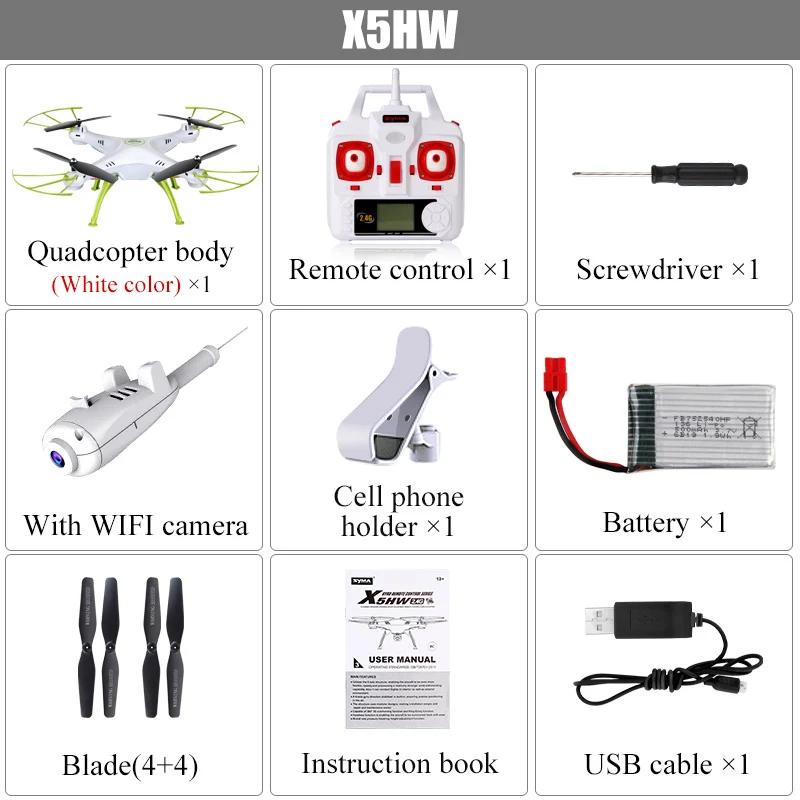 SYMA X5HW Камера Drone квадрокоптер Wi-Fi FPV-системы HD в режиме реального времени 2.4 г 4CH вертолет Квадрокоптер Радиоуправляемый Дрон игрушка(X5SW обновление - Цвет: With 1 Battery