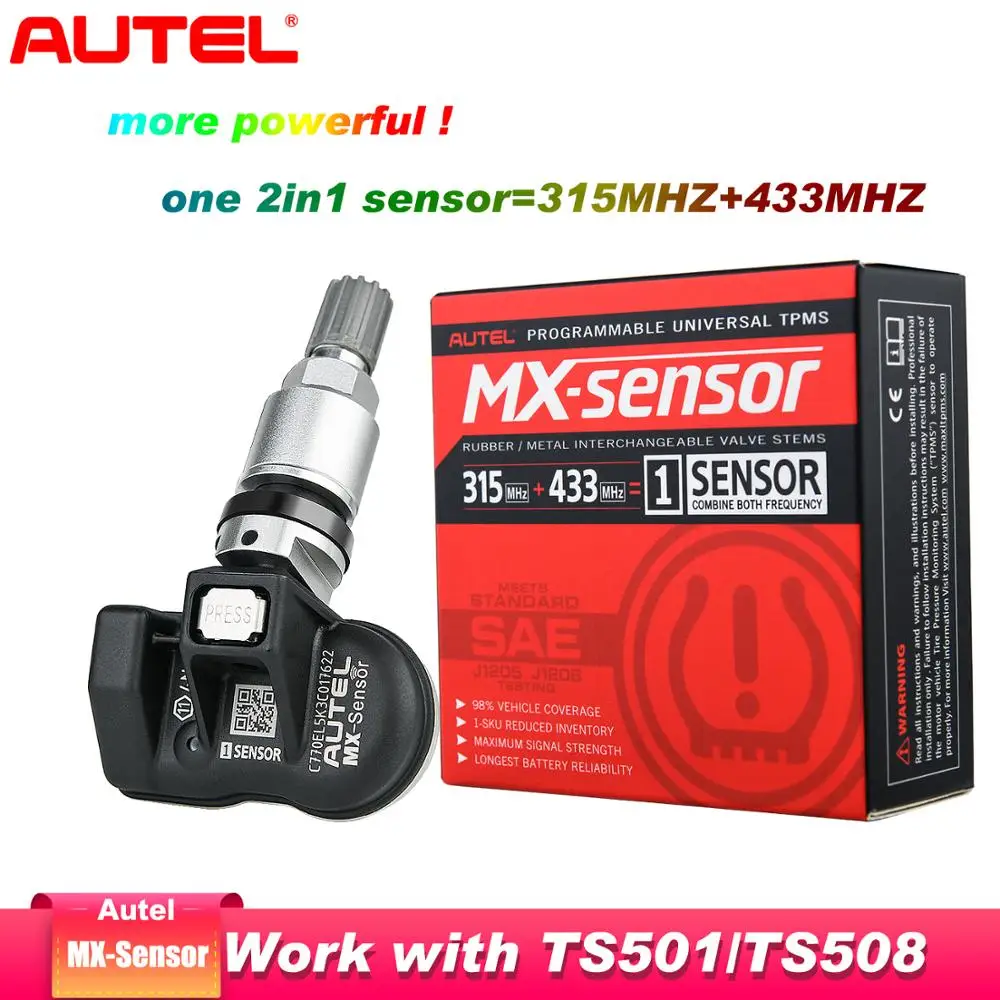 Autel MX-sensor 2в1 инструмент для ремонта автомобилей датчик мониторинга ремонта шин инструмент для ремонта автомобилей универсальный программируемый = TPMS 433+ 315 МГц