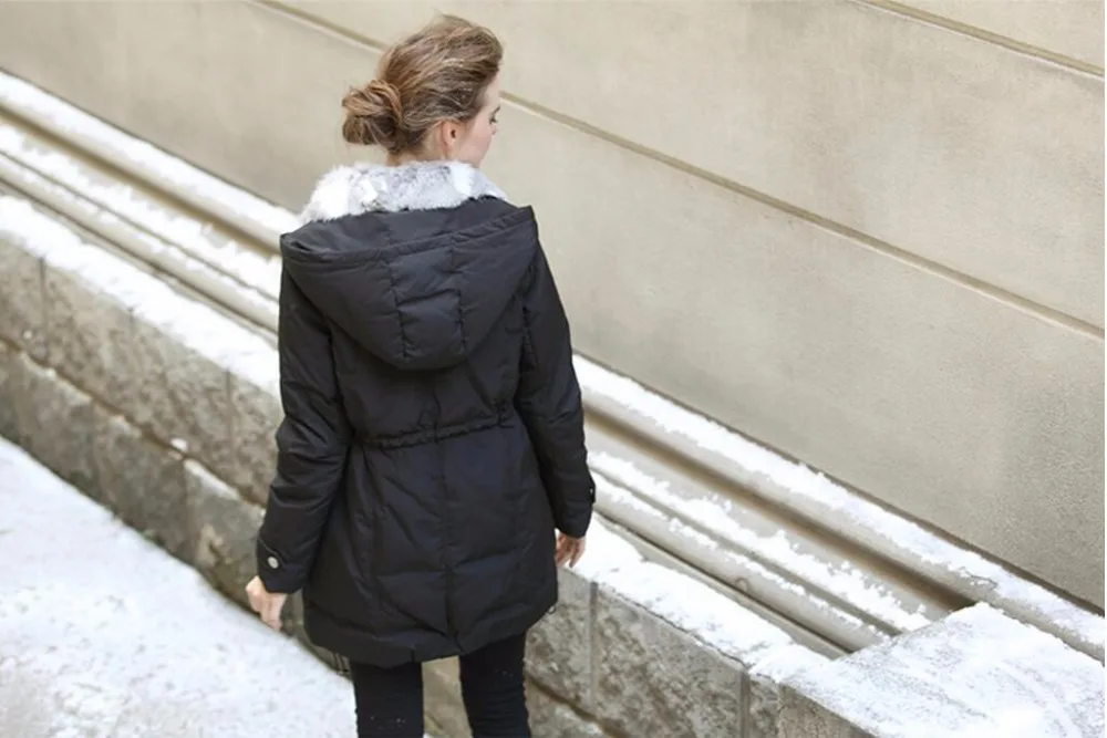 

Nice Women Down Warm Long Gift Coat Jacket Parka Zipper Fashion New Winter Outerwear Rabbit Fur Collar New Plus Size Thick