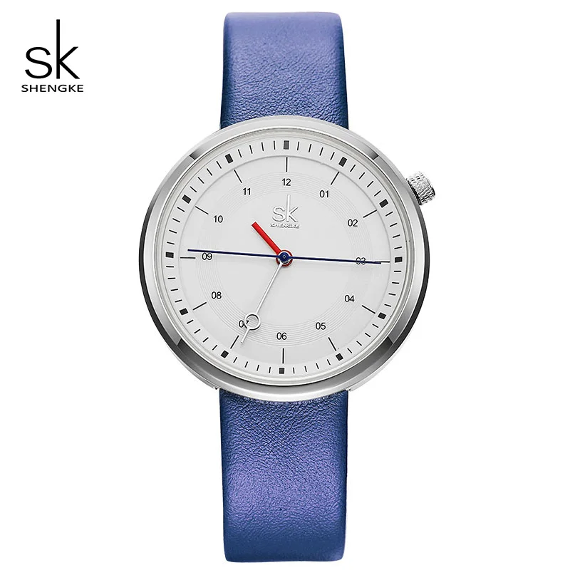 Shengke 2019 новые модные креативные кварцевые часы женские синие кожаные часы SK Relogio Feminino повседневные часы для женщин # K8044