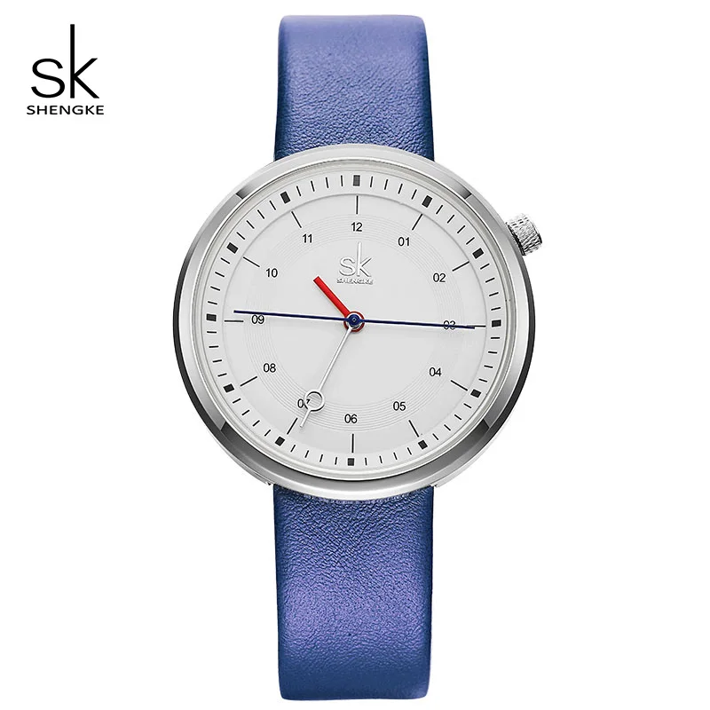 Shengke 2019 новые модные креативные кварцевые часы женские синие кожаные SK Relogio Feminino