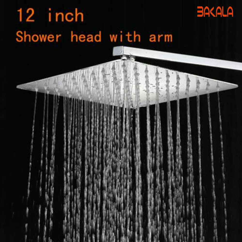 Душевая лейка BAKALA ультратонкая насадка из нержавеющей стали 12 дюймов с ручкой