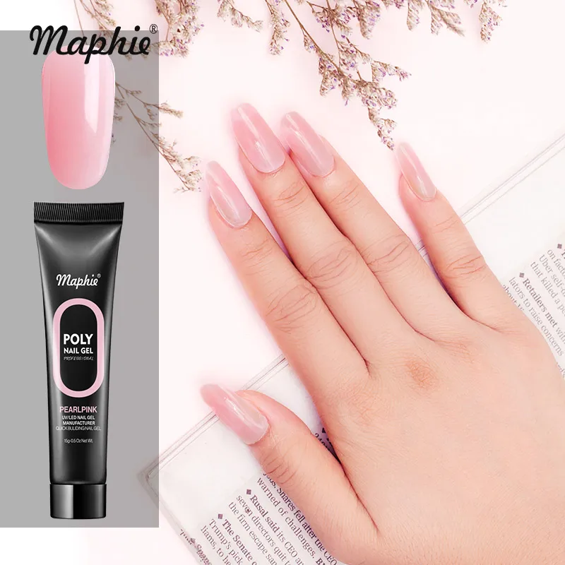 Maphie, 15 г, прозрачный удлиняющий УФ-гель для ногтей, розовый цвет, светодиодный Гель-лак для ногтей DIY, Полупостоянный гель для ногтей - Цвет: 002
