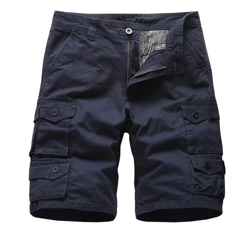 Dark Blue Однотонные летние мужские пляжные шорты хлопковые повседневные мужские шорты летние хлопковые повседневные шорты с завязками на талии большие размеры для мужчин - Цвет: Dark Blue