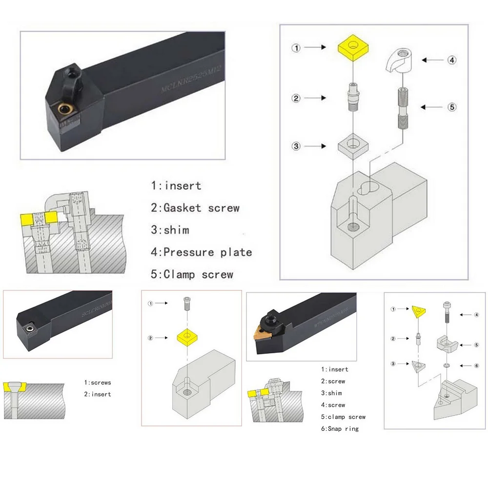 

7Pcs turning tools Set Titanium-plated Cutter Head Set 10MM Gold Practical Indexable Round Machine Carbide Cutter Head