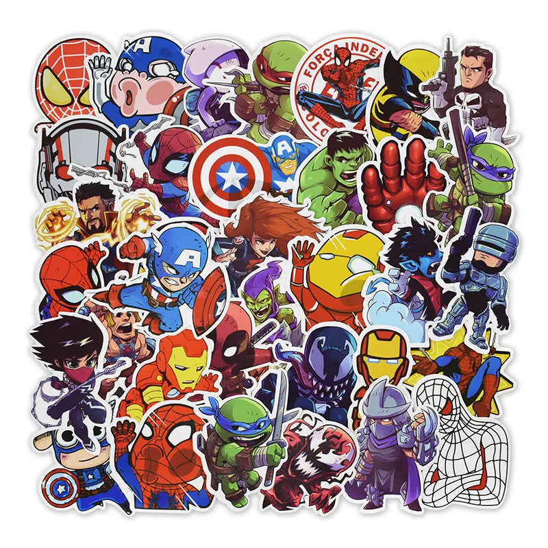 Pegatinas de pel&iacute;cula de Anime de superh&eacute;roe para ordenador port&aacute;til, coche, motocicleta, nevera, bicicleta, guitarra, mochila, calcoman&iacute;as impermeables de dibujos animados, 100 Uds.-1