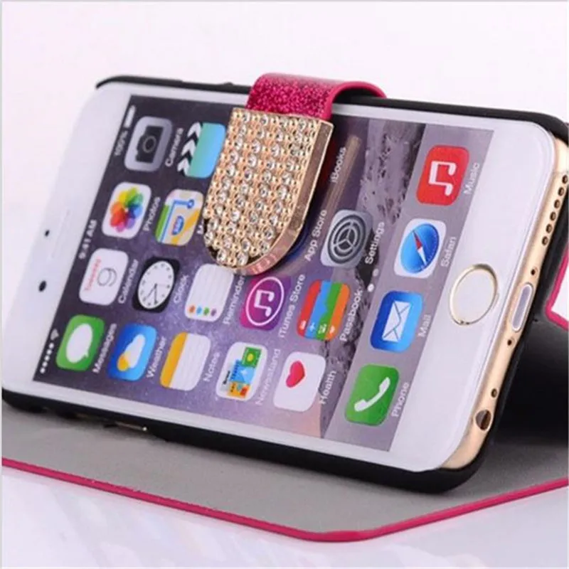 Для HTC Desire 825 Case Роскошные Блестящие Побрякушки Порошок Кожа Магнитный Стенд флип