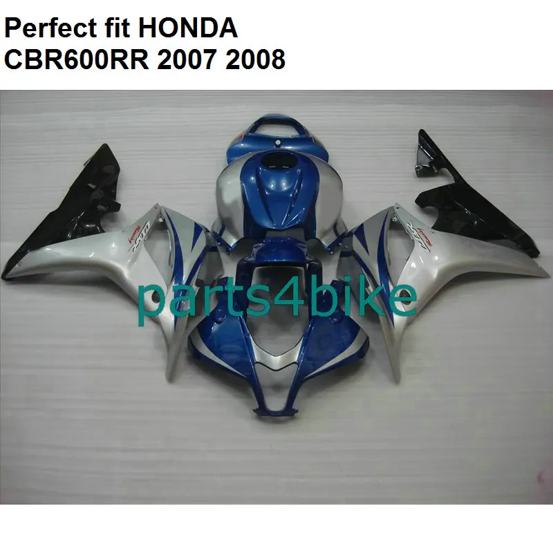 Литье под давлением Обтекатели для Honda CBR 600RR 2007 2008 Синий Серебряный комплект