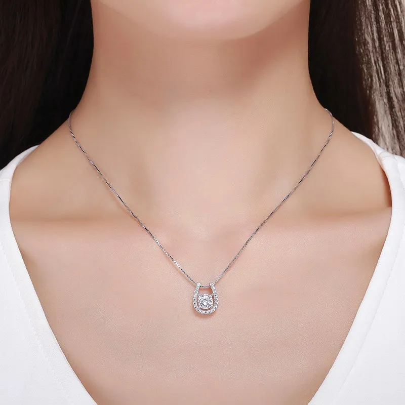 Подвеска в форме подковы из серебра 925 пробы с кубическим цирконием|necklace women|pendant