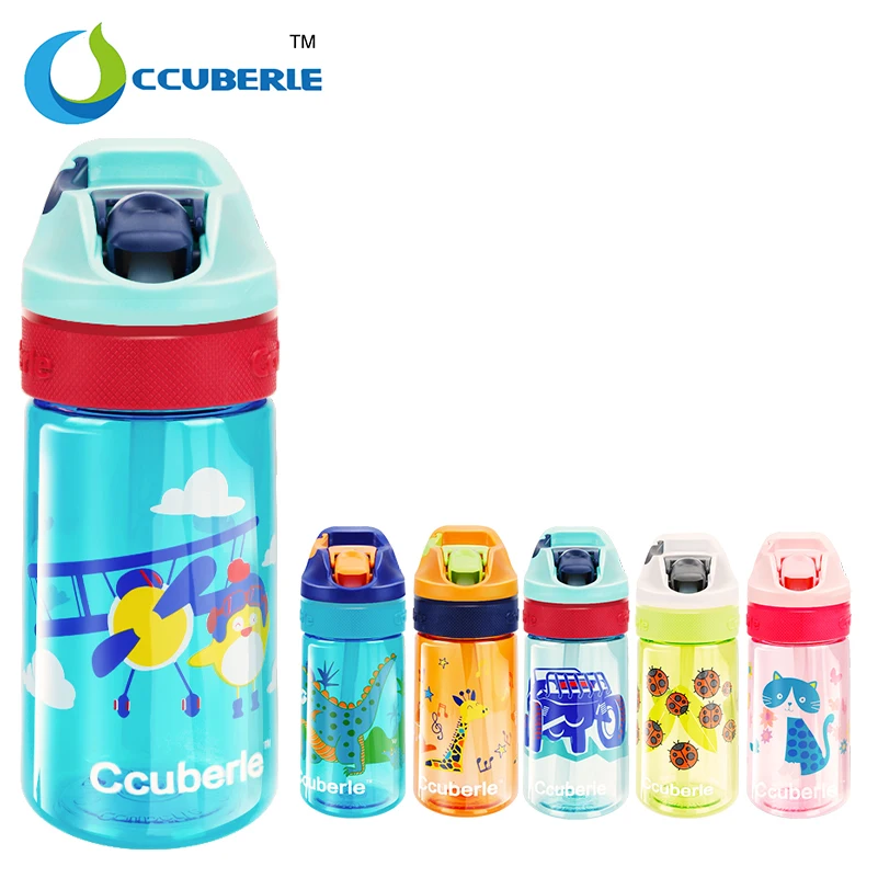 CCUBERLE 450 мл детская мультяшная бутылка для воды BPA бесплатно с соломинкой портативная посуда для напитков герметичная Детская Спортивная бутылка для воды
